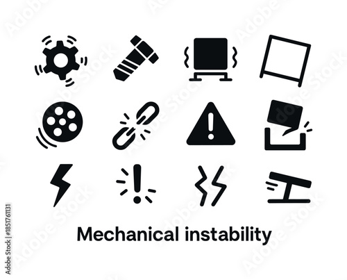 Mechanical Instability Icons. Mechanical instability. Solid icon