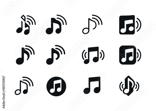 Virtual Concert Logo Set. Virtual concerts and live-streamed eve