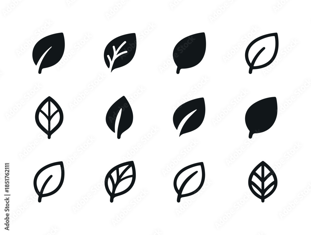Fototapeta premium Leaf Logo Variations. Leaf. Icon set. Set Logo of Leaf: floating