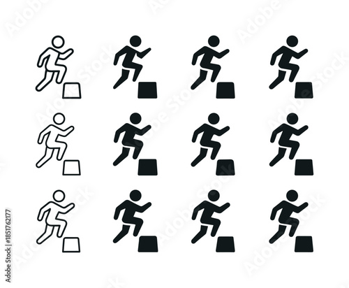 Plyometric Logo Variations. Plyometrics. Icon set. Set Logo of P