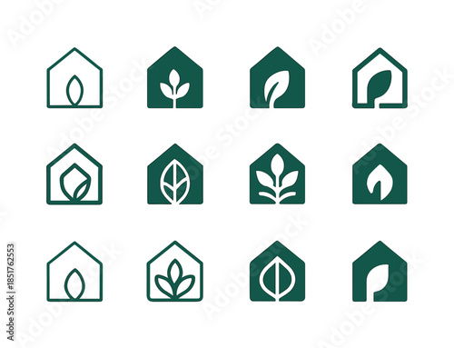 Greenhouse Logo Variations. greenhouse. Icon set. Set Logo of gr