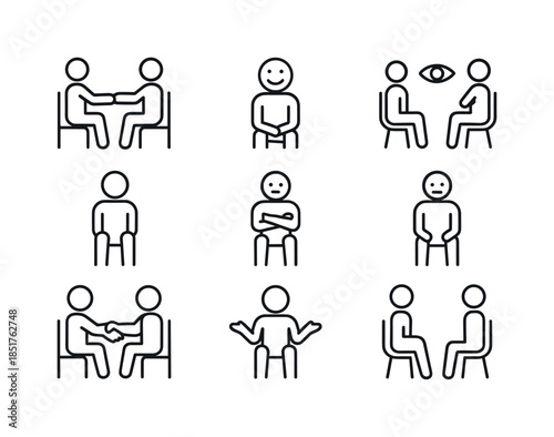 Interview Non-Verbal Icons. Non-verbal communication in intervie