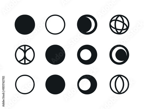 Spherical Logo Variations. Round. Icon set. Set Logo of Round: S