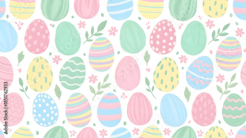 Colorful Easter Eggs Pattern on White Background