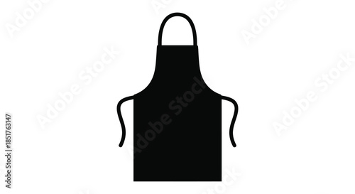 A simple black apron design shown in a stark contrasting shape silhouette