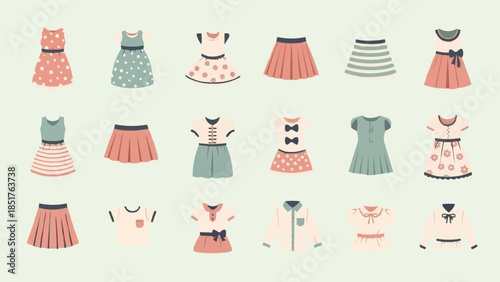 Collection of Cute Girls Dresses and Skirts for Fashionable Children.