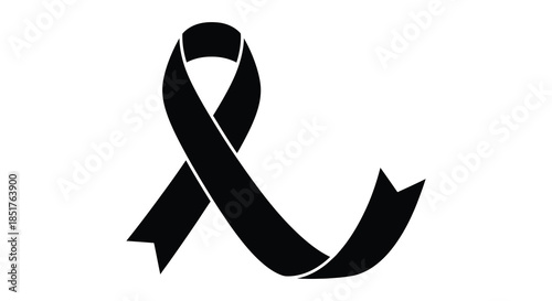 A black ribbon gracefully curved in a symbolic shape a striking visual silhouette