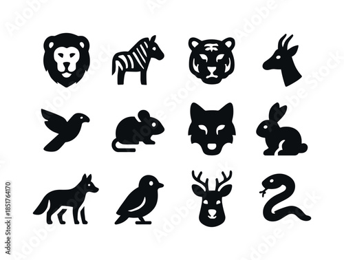 Predator and Prey Icons. Predator and Prey. Solid icon set of Pr