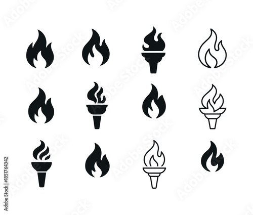 Flames and Smoke Icons. flames and smoke. Icon set. Set Logo of