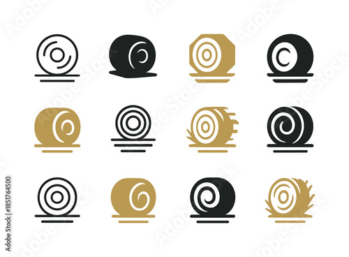 Hay Bales Icon Set. hay bales. Icon set. Set Logo of hay bales: