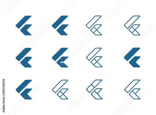 Flutter Logo Variations. Flutter. Icon set. Set Logo of Flutter:
