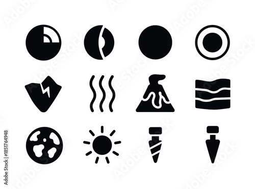 Earth Core Icons. Earth Core. Solid icon set of Earth Core: glob