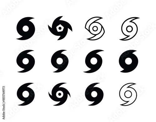 Hurricane Icon Set. Severe Hurricanes. Icon set. Set Logo of Sev