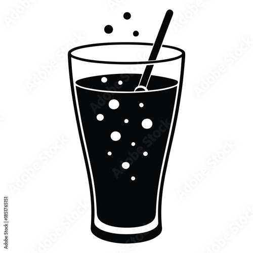 Soda cup silhouette vector soda drink icon isolated on white background