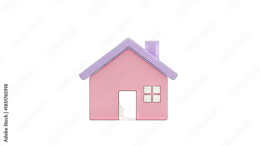 Fototapeta premium Cute Pink House Isolated on White Background
