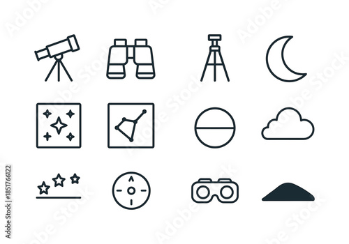 Sky Watching Icons. Sky Watching. Line icon set of Sky Watching: