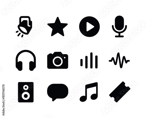 Virtual Stage Icons. Virtual Stage Lights. Solid icon set of Vir