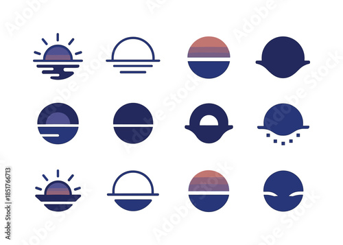 Twilight Logo Set. Twilight. Icon set. Set Logo of Twilight: fad