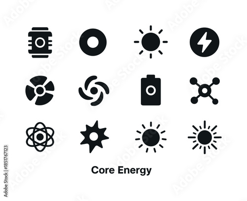 Core Energy Icons. Core Energy. Solid icon set of Core Energy: p