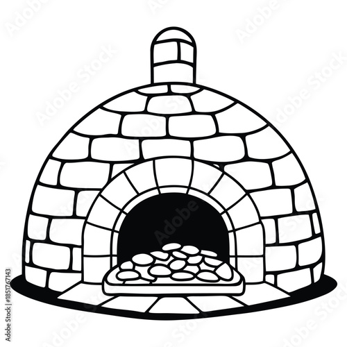 Traditional stone oven vector illustration on white background