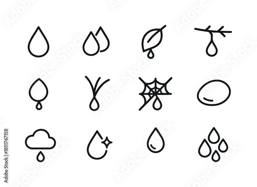 Nature Drops Icons. Nature Drops. Line icon set of Nature Drops: