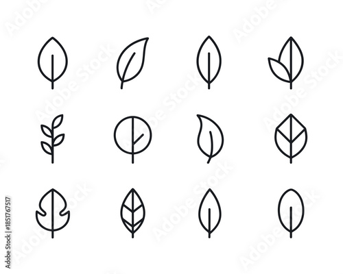 Minimal Leaf Icons. Minimal leaf icons. Line icon set of Minimal