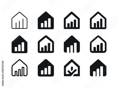 Family Finance Icons. Tracking family finances using an app. Ico