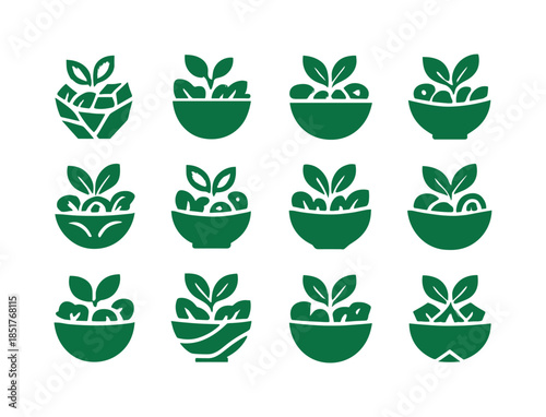 Healthy Eating Logos. Healthy Eating Habits. Icon set. Set Logo