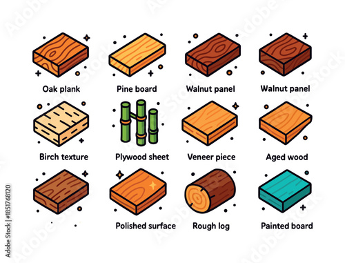 Colorful Wood Textures. Wood Textures. Colorful isometric vector