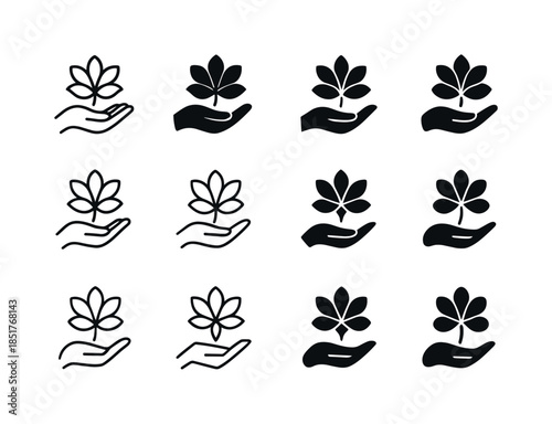Flower Icon Set. Greet with flowers. Icon set. Set Logo of Greet