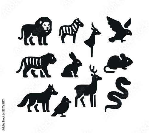 Predator and Prey Icons. Predator and Prey. Solid icon set of Pr