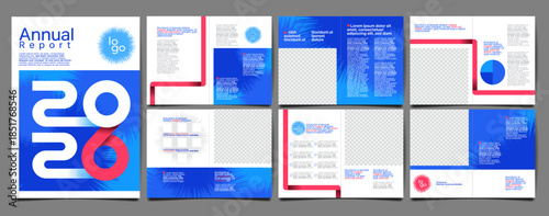 Corporate annual report presentation template with multipage layout