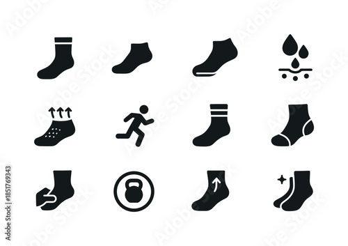 Athletic Socks Icons. Athletic socks. Solid icon set of athletic