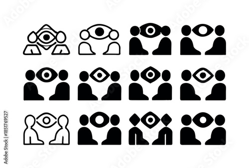 Non-Verbal Icons Grid. Non-verbal communication in interviews. I