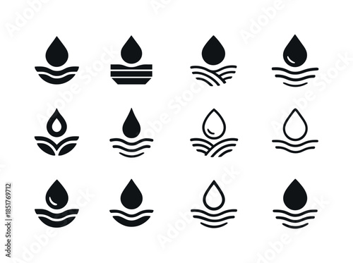 Rain-Soaked Earth Icons. Rain-soaked earth. Icon set. Set Logo o