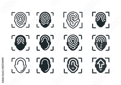 Biometric Icon Set. Biometric Security. Icon set. Set Logo of bi