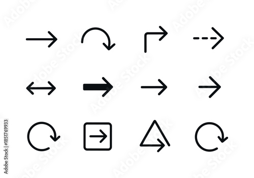 Geometric Arrow Icons. Geometric Arrows. Line icon set of Geomet