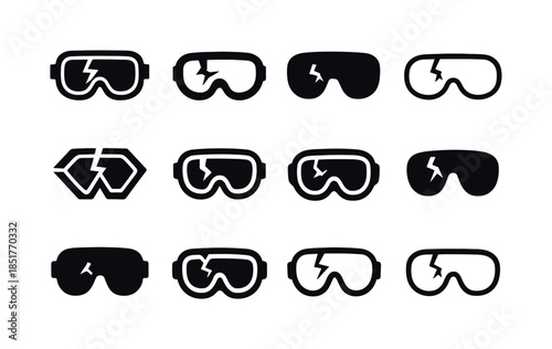 Unsafe Equipment Icons. unsafe equipment. Icon set. Set Logo of