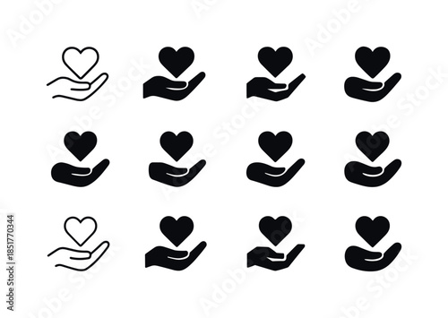 Heart Symbol Icons. Emotional Check-ins. Icon set. Set Logo of E