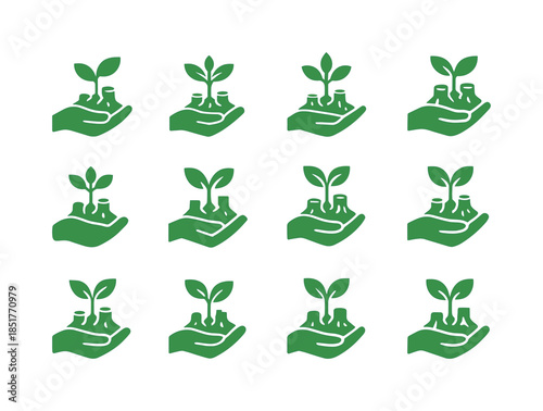 Deforestation Reduction Icons. deforestation reduction. Icon set
