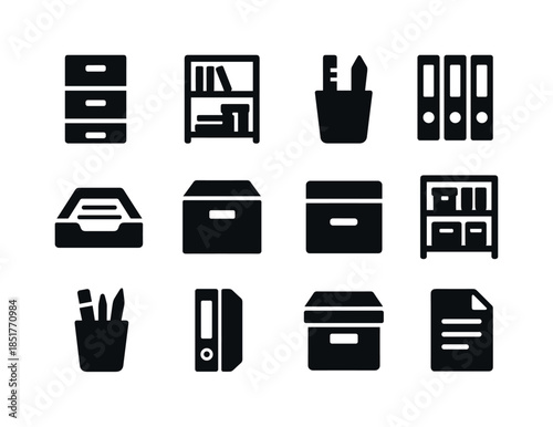 Office Storage Icons. Office Storage. Solid icon set of office s