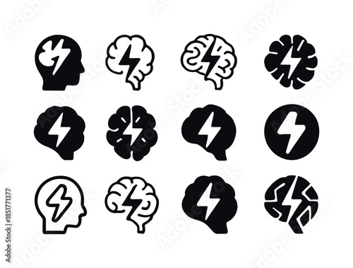 Mental Game Icons. Winning the mental game. Icon set. Set Logo o