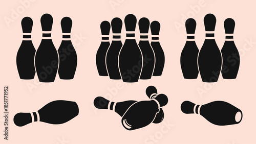 Collection of bowling pins. set of bowling pins vector