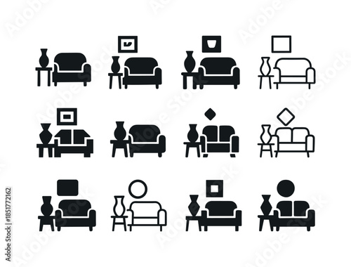 Living Room Icons. living room. Icon set. Set Logo of living roo