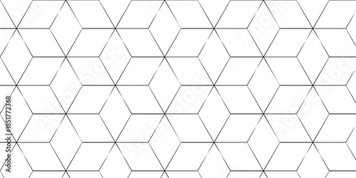 Abstract black square line hexagons seamless hexagon polygonal pattern background vector. seamless bright white abstract honeycomb background.