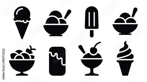 Vector illustration set of ice cream. ice cream icons set