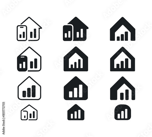 Family Finance Icons. Tracking family finances using an app. Ico