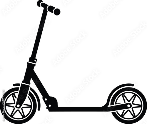 Electric scooter silhouette isolated on white background, modern urban transportation icon illustration for mobility, commuting, eco friendly design concept vector