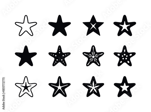 Marine Life Logo Set. Marine life near the shore (rocky tide poo