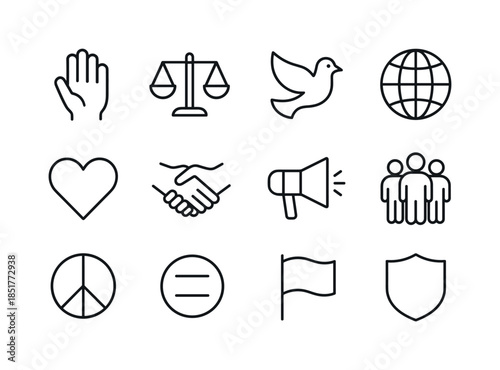 Human Rights Icons. Human rights. Line icon set of Human rights: